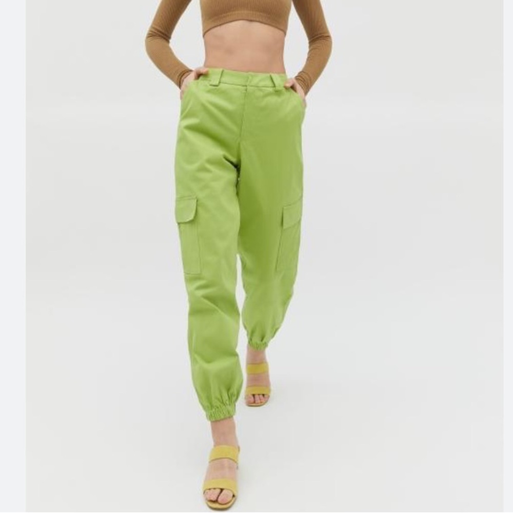 I.AM.GIA Antares Cargo Pant Lime Green size XS High Waisted Sporty Cotton
